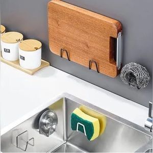 New Pair of Stainless Steel Adhesive / No Punch Kitchen Hooks